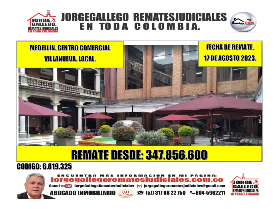 Remate. Medellin.CC Villanueva. Local