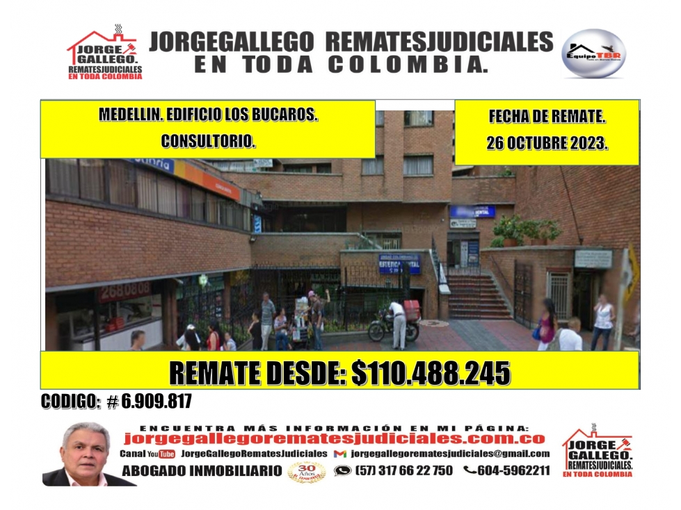 Remate. Medellin.Edificio los Bucaros. Consultorio